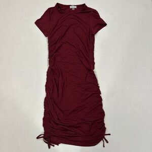 Calvin Klein Burgundy Ruched Side Dress Women’s Size 4 Short Sleeve Casual